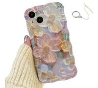 Generico Colorful Retro Oil Painting Print Phone Case,Retro Wave Flower Sweet Romantic,2025 New Slim Shockproof Floral Case,for iPhone 16/15/14/13/12 Pro Max Cellphone Cases (For iPhone 16,Purple)