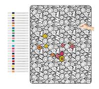Generico Coloring Blanket, Washable Throw, DIY Craft with Sturdy Layer, Reusable Utility with Refined Texture, 150×115cm Marker Set, Fun Activity for Adults And Kids