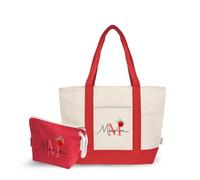 Generico Combo Borsa in Cotone con Pochette Abbinata Da mare spiaggia piscina vacanza personalizzazione con nome idea regalo festa della mamma maestra estate da viaggio e iniziale13