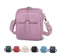 Generico Comebybuy Purse Vintage Mini Messenger Bag, Crossbody Leather Bag,Leather Small Purse Crossbody Shoulder Bags,for Women Men (Light purple)