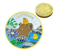 Generico Commemorative Coin, Capybara Collectible, Gold Plated Keepsake, Detailed Animal Design, with Acrylic Display Box, 1-Piece Gold, for Birthday Home Decor
