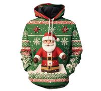Generico Comoda per Autunno e Inverno Men's Fall Winter Fashion Santa 3D Digital Print Hoodie