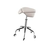 Generico Comoda Sedia A Sella Con Rotelle Imbottita, Sgabello Regolabile 52-67 Cm, For L'ufficio Del Laboratorio Della Clinica Di Massaggio Salone(White)