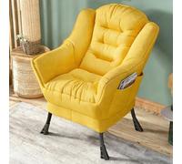 Generico Comoda Sedia In Stile Con Tasca Laterale, Sedia Ergonomica Pigra, Lino In Cotone, Capacità Di 400 Libbre, Facile Montaggio For Camera Da Letto, Soggiorno