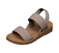 Generico Comodi sandali da donna per uscite estive, vacanze e appuntamenti, design a punta aperta con cinturini elastici per una facile calzata. (Khaki, 40)