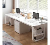 Generico Comodino con Tavolo Mobile, Regolabile, Pieghevole per Ufficio e casa, scrivania Moderna in Legno per Computer per Due Persone, Grande Tavolo da Scrittura con cassetti per Ufficio a casa