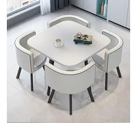 Generico Comodino con Tavolo Mobile, Regolabile, Pieghevole per Ufficio e casa, Set da Pranzo salvaspazio da 4 Pezzi con 4 sedie, Versatile tavolino e Sedia per Balcone e Soggiorno, Ideale per piccol