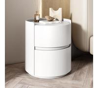 Generico Comodino da Notte Rotondo, Set Comodino in Legno per Camera da Letto,Comodino Esterno in Pelle Comodino, Durable And Functional Design, Ideal for Small Spaces