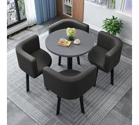 Generico Comodino da Tavolo Mobile, Regolabile, Pieghevole per Ufficio e casa, Set da Pranzo Rotondo per 4 Persone con sedie, Elegante tavolino da caffè per conferenze, Ideale per caffetterie, Sale d