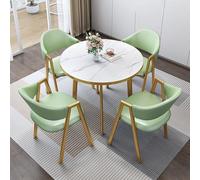 Generico Comodino da Tavolo Mobile, Regolabile, Pieghevole per Ufficio e casa, Tavolo e Sedia Rotondi per Il Tempo Libero, Verde Chiaro, Set per 4 Persone - Elegante tavolino e Sedia per Balcone, SOG