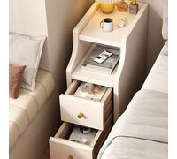 Generico Comodino Stretto, Comodini da Terra con Ripiano Scorrevole Aperto, Tavolino Sottile con 2 Cassetti, for Piccoli Spazi, Soggiorno, Camera da Letto