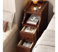 Generico Comodino Stretto, Comodini da Terra con Ripiano Scorrevole Aperto, Tavolino Sottile con 2 Cassetti, for Piccoli Spazi, Soggiorno, Camera da Letto