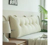 Generico Comodo Cuscino a Cuneo con Tasca Laterale, Cuscino per Lo Schienale Triangolare Spesso 20cm,Cuscino per La Lettura con Funzione di Supporto,Cuscino Lombare,per Divano,off White,200×50×20CM