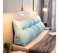 Generico Comodo Cuscino a Cuneo con Tasca Laterale, Cuscino per Lo Schienale Triangolare Spesso 20cm,Cuscino per La Lettura con Funzione di Supporto,Cuscino Lombare,per Divano,Sky Blue,180×50×20CM