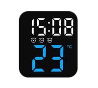 Generico Compact Alarm Clock - Slim Led Clock, Bedside Clocks with Temperature Reader, Battery Operated Clocks for Room Display, Home Digital Alarm, Portable Timepiece for Living Room and Dorm