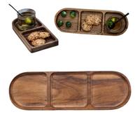 Generico Compartment Prevent Flavors Mixing Holder, Wood Serving Trays with Sections, Divided Platter for Home Kitchen Cooking Candy Bread Milk Burrito Potato Chips Nuts Vegetables