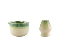 Generico Compatibile con 2/4/5 pezzi di verde matcha, ciotola beccuccio in ceramica, strumento for la colazione e preparazione, etichetta(2pcs)
