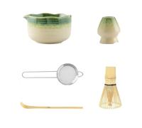Generico Compatibile con 2/4/5 pezzi di verde matcha, ciotola beccuccio in ceramica, strumento for la colazione e preparazione, etichetta(5pcs)