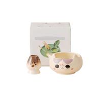 Generico Compatibile con 2/5/7 pezzi di ciotola in ceramica for tè Matcha, colore rosa, frusta in bambù a cinque kit preparazione del beccuccio(2pcs purple)