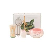 Generico Compatibile con 2/5/7 pezzi di ciotola in ceramica for tè Matcha, colore rosa, frusta in bambù a cinque kit preparazione del beccuccio(5pcs pink)