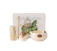 Generico Compatibile con 2/5/7 pezzi di ciotola in ceramica for tè Matcha, colore rosa, frusta in bambù a cinque kit preparazione del beccuccio(18)