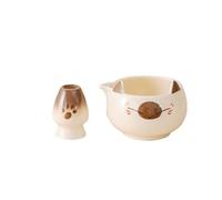 Generico Compatibile con 2/5/7 pezzi di ciotola in ceramica for tè Matcha, colore rosa, frusta in bambù a cinque kit preparazione del beccuccio(2pcs yellow)