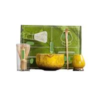 Generico Compatibile con 4/7 pezzi di matcha rosso che producono ciotole spazzole bambù strumenti for il tè frusta(4 PCS Matcha Set D)