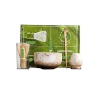 Generico Compatibile con 4/7 pezzi di matcha rosso che producono ciotole spazzole bambù strumenti for il tè frusta(4 PCS Matcha Set E)