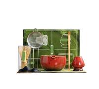 Generico Compatibile con 4/7 pezzi di matcha rosso che producono ciotole spazzole bambù strumenti for il tè frusta(7 PCS Matcha Set H)