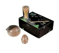 Generico Compatibile con 5 pezzi di frusta Matcha in vetro trasparente for tè, kit for la preparazione matcha ciotola, tazza e(150ML-white)