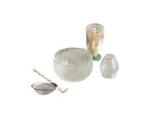 Generico Compatibile con 5 pezzi di frusta Matcha in vetro trasparente for tè, kit for la preparazione matcha ciotola, tazza e(B3950 15K 1M)