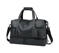 Generico Compatibile con borsone da viaggio, grande bagaglio a mano, borsa a tracolla uomo, palestra tasca for scarpe, separazione tra asciutto e bagnato(Gray)