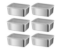 Generico Compatibile con contenitori in acciaio inossidabile da 6 pezzi coperchi, scatole 400 ml, for la preparazione dei pasti impilabili, portatili