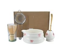 Generico Compatibile con frusta Matcha da 2/4/5 pezzi, il tè include set e ciotola beccuccio(2pcs-Red bowknot)