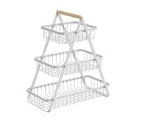 Generico Compatibile con il cestino for frutta in ferro staccabile da banco, multifunzionale, portaoggetti for pane secco cucina, organizer cavo(White 3Layer)