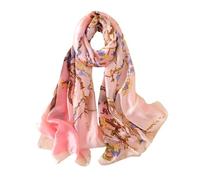 Generico Compatibile con la moda, pittura a olio, sciarpa scialle in seta da donna, il turbante floreale albicocca, testa hijab, foulard, lo snood(C)