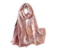 Generico Compatibile con la moda, pittura a olio, sciarpa scialle in seta da donna, il turbante floreale albicocca, testa hijab, foulard, lo snood(B)