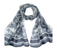 Generico Compatibile con la primavera e l'estate, sciarpa lunga in seta traspirante, stile spiaggia, alla moda, protezione solare, versatile casual(Navy Blue Forest Tiger)