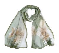 Generico Compatibile con la primavera e l'estate, sciarpa lunga in seta traspirante, stile spiaggia, alla moda, protezione solare, versatile casual(Cyan Lotus)