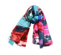 Generico Compatibile con sciarpe da donna, sciarpa stampata in lino e cotone graffiti, scialle colorato, bohémien, accessori(03 rose blue)