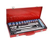 Generico Compatibile con strumenti di riparazione auto, chiave a cricchetto rapida da 24 pezzi, bussola for cintura blu con scatola di ferro