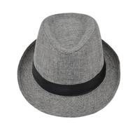 Generico Compatibile For Cappello A Cilindro Alla Moda Da Uomo In Cotone E Lino Solido Gentiluomo Versatile Parasole Casual Cappelli Quattro Stagioni(Grey)