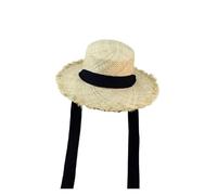 Generico Compatibile for la Coppola con Temperamento a Fiocco for Cappello da Spiaggia in Rafia Nera Bianca Donna Estiva(Black)
