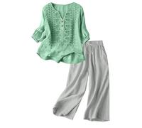 Generico Completi Donna Eleganti Completo Casual Da Donna In Due Pezzi Collo Militare Off Shoulder Tuta Eleganti Micro-Peso Set Da A Maniche Corte Tuta Casa Abbigliamento Adatto All’Estate