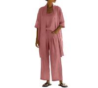Generico Completi Eleganti Completo Mare Donna Rever Maniche Zero, Canottiera Completo Donna Elegante Fresco Da Indossare Set Coordinato Estivo Tuta Completa Vestiti Per Casa Tutto L’Anno