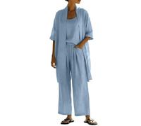 Generico Completi Eleganti Completo Mare Donna Rever Maniche Zero, Canottiera Completo Donna Elegante Fresco Da Indossare Set Coordinato Estivo Tuta Completa Vestiti Per Casa Tutto L’Anno