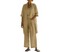 Generico Completi Eleganti Completo Mare Donna Rever Maniche Zero, Canottiera Completo Donna Elegante Fresco Da Indossare Set Coordinato Estivo Tuta Completa Vestiti Per Casa Tutto L’Anno
