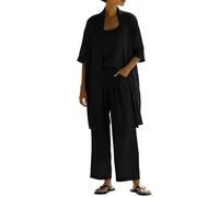 Generico Completi Eleganti Completo Mare Donna Rever Maniche Zero, Canottiera Completo Donna Elegante Fresco Da Indossare Set Coordinato Estivo Tuta Completa Vestiti Per Casa Tutto L’Anno