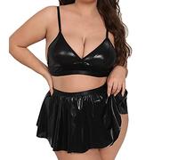 Generico Completi Intimi Sexy Donna Sexy Lingerie Babydoll Donna Lingerie per Le Donne più Sizr in Pelle Body Ritaglio con Scollo A V Siamesi con Perizoma Set Completo Rosso