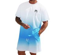 Generico Completi Tuta da Uomo 2 Pezzi,T Shirt Maniche Corte e Pantaloncini Elastico Taglie Forti Sportiva Jogging Pigiama Estivo Sportivo Casual Elegante Traspirante